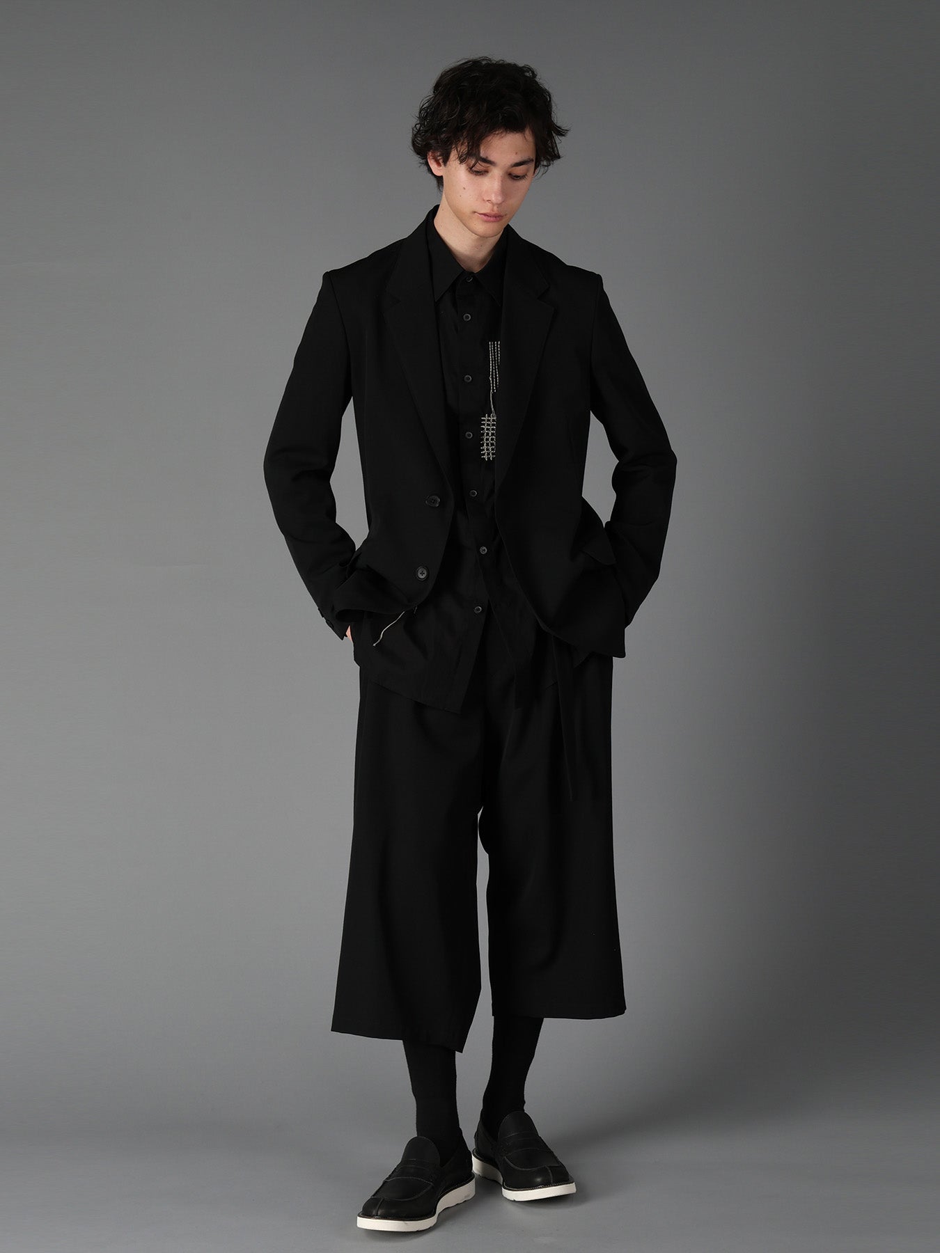 WOOL GABARDINE SIDE BELT JACKET
