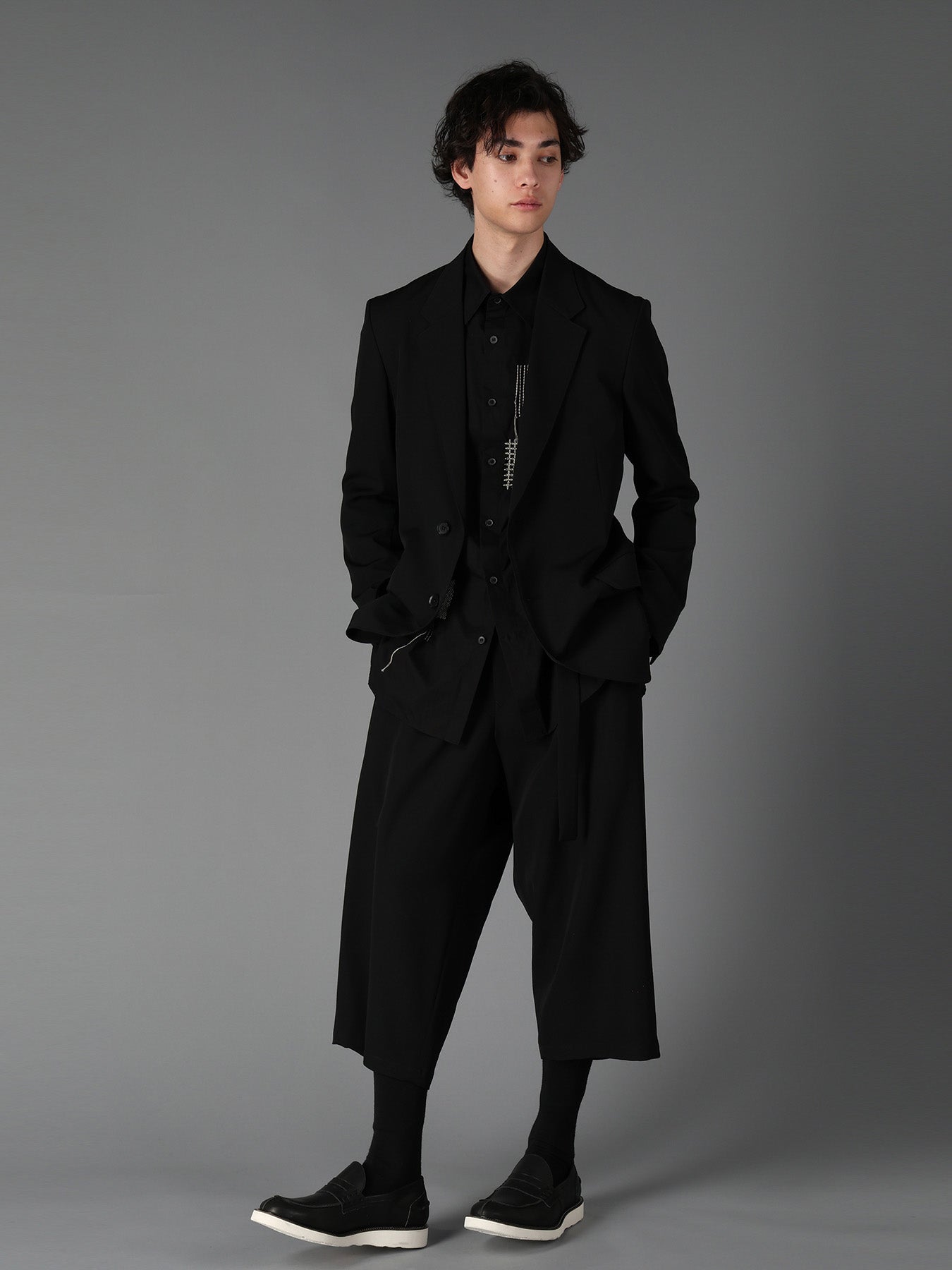 WOOL GABARDINE SIDE BELT JACKET