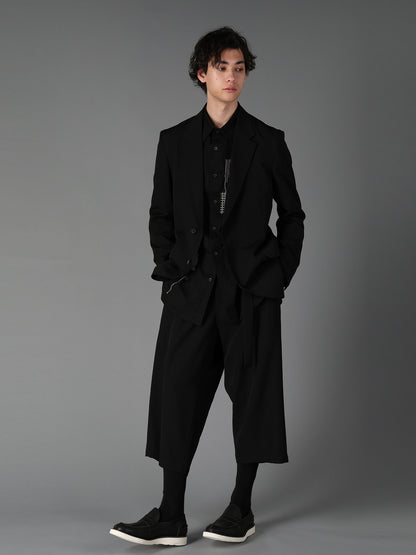 WOOL GABARDINE SIDE BELT JACKET