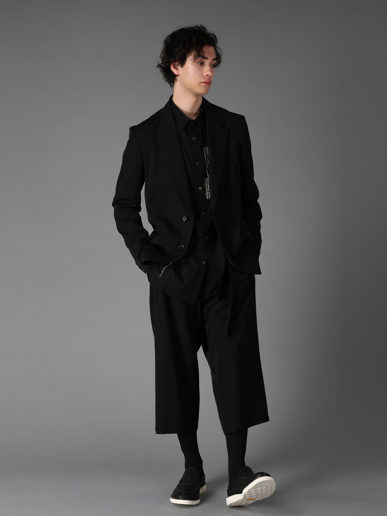WOOL GABARDINE SIDE BELT JACKET