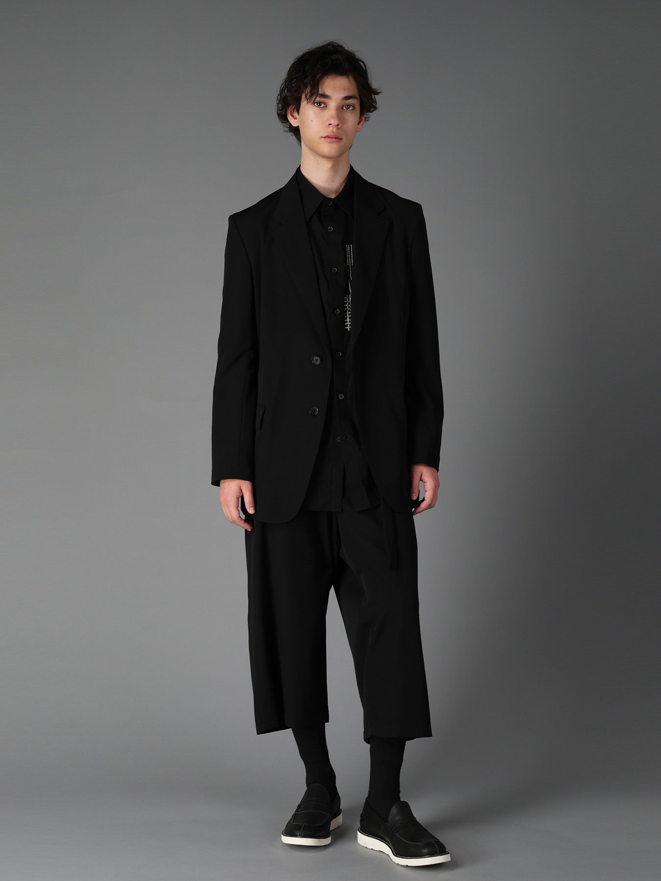 WOOL GABARDINE SIDE BELT JACKET