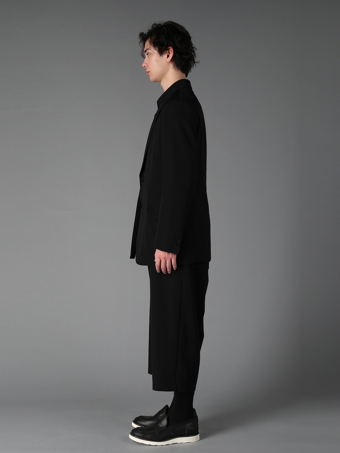 WOOL GABARDINE SIDE BELT JACKET
