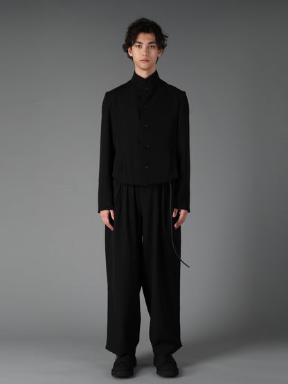 WOOL GABARDINE FRONT-DROP SHORT JACKET