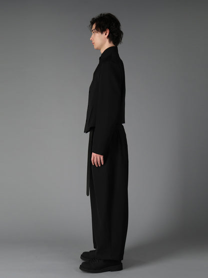 WOOL GABARDINE FRONT-DROP SHORT JACKET