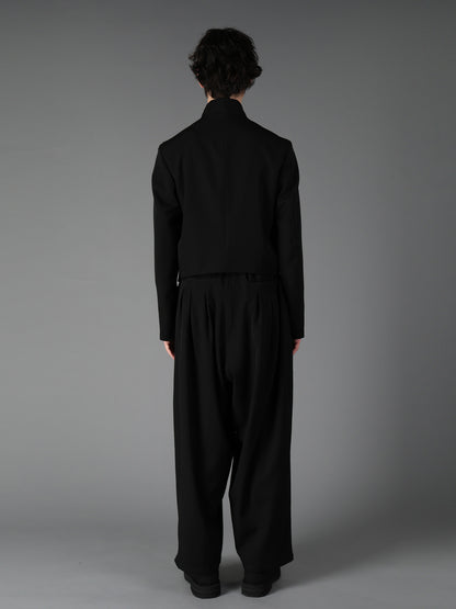 WOOL GABARDINE FRONT-DROP SHORT JACKET