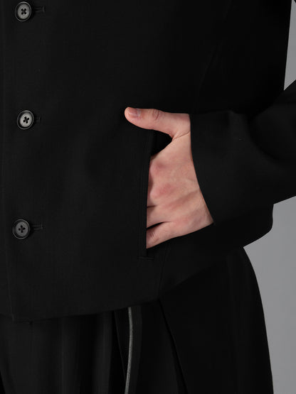 WOOL GABARDINE FRONT-DROP SHORT JACKET
