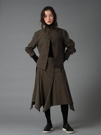 CELLULOSE COTTON BIO TWILL FRONT DROP SHORT JACKET