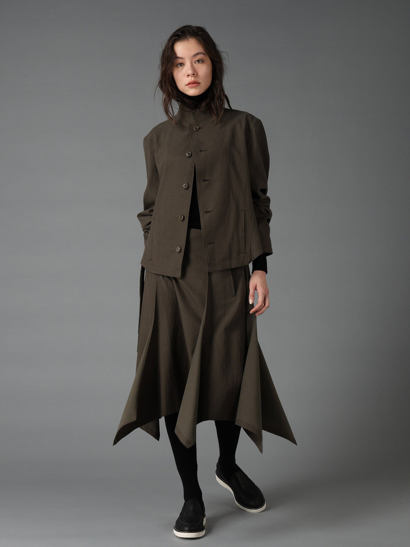 CELLULOSE COTTON BIO TWILL FRONT DROP SHORT JACKET