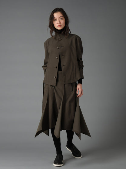 CELLULOSE COTTON BIO TWILL FRONT DROP SHORT JACKET