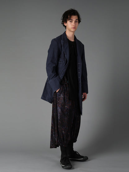 SULFUR DYED BACK SATIN PANEL ASYMMETRIC JACKET
