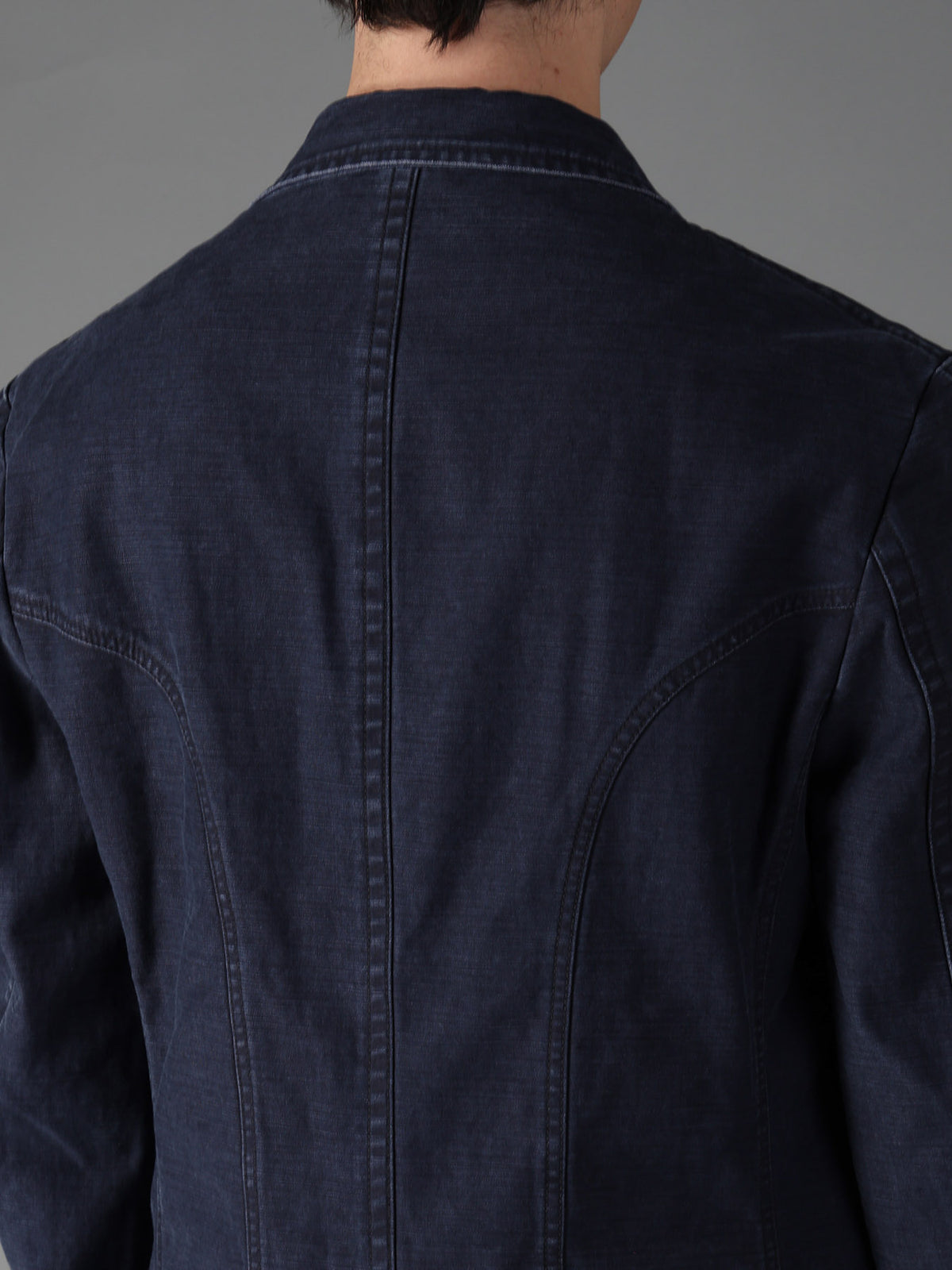 SULFUR DYED BACK SATIN PANEL ASYMMETRIC JACKET