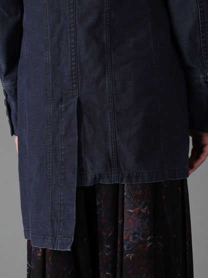 SULFUR DYED BACK SATIN PANEL ASYMMETRIC JACKET