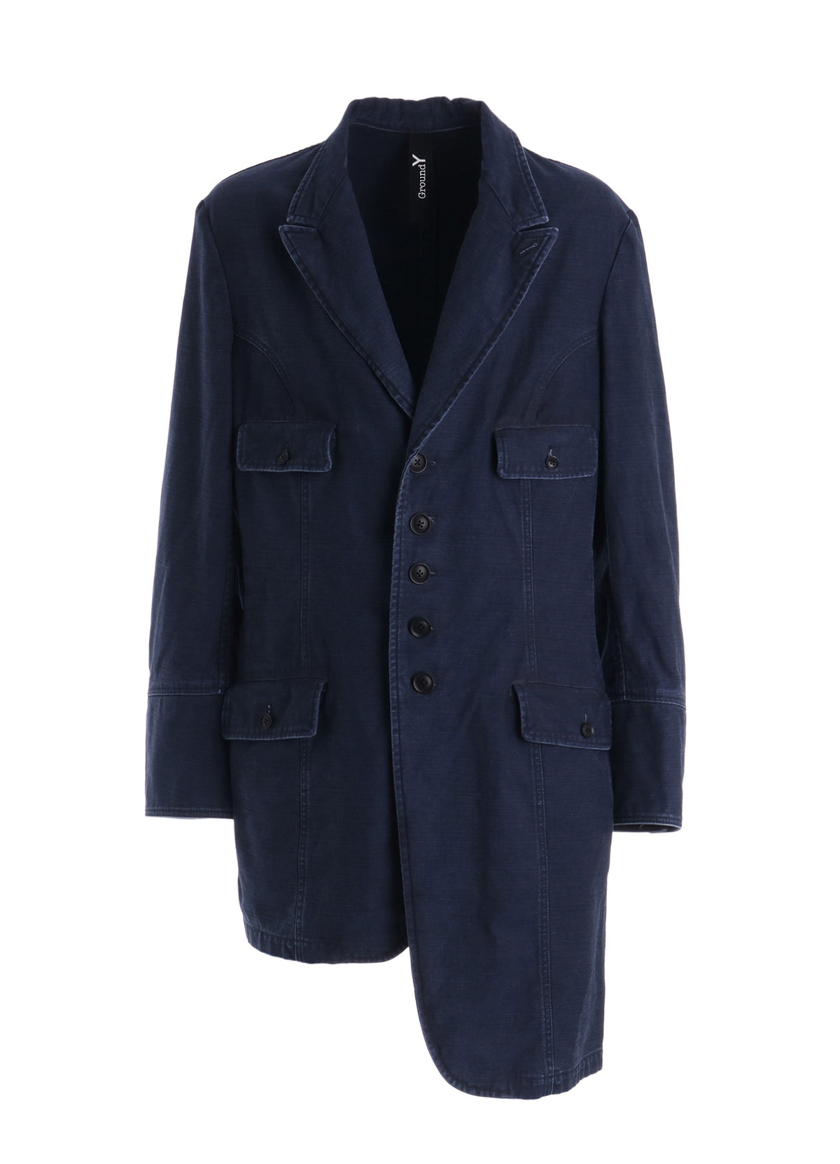SULFUR DYED BACK SATIN PANEL ASYMMETRIC JACKET