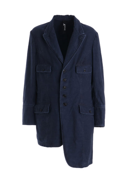 SULFUR DYED BACK SATIN PANEL ASYMMETRIC JACKET