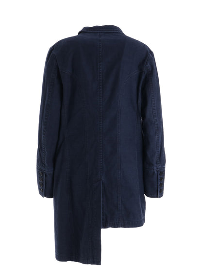 SULFUR DYED BACK SATIN PANEL ASYMMETRIC JACKET