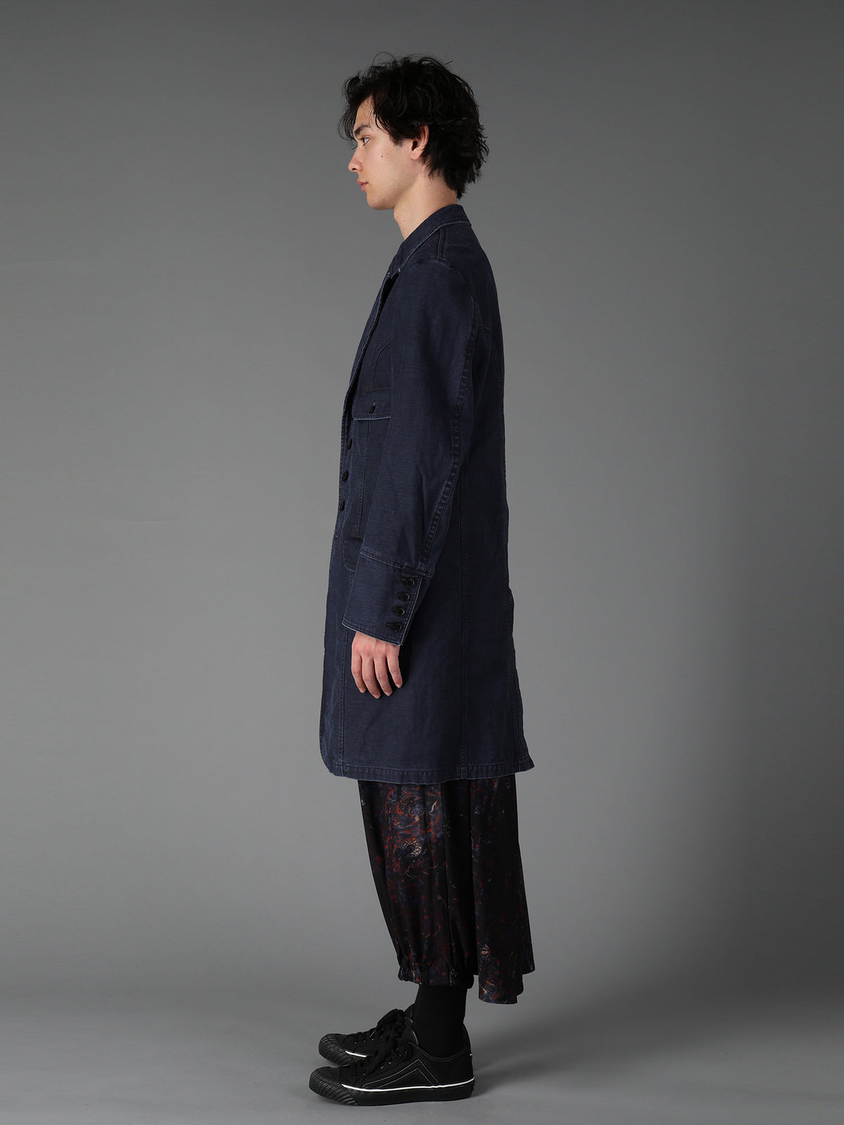 SULFUR DYED BACK SATIN PANEL ASYMMETRIC JACKET