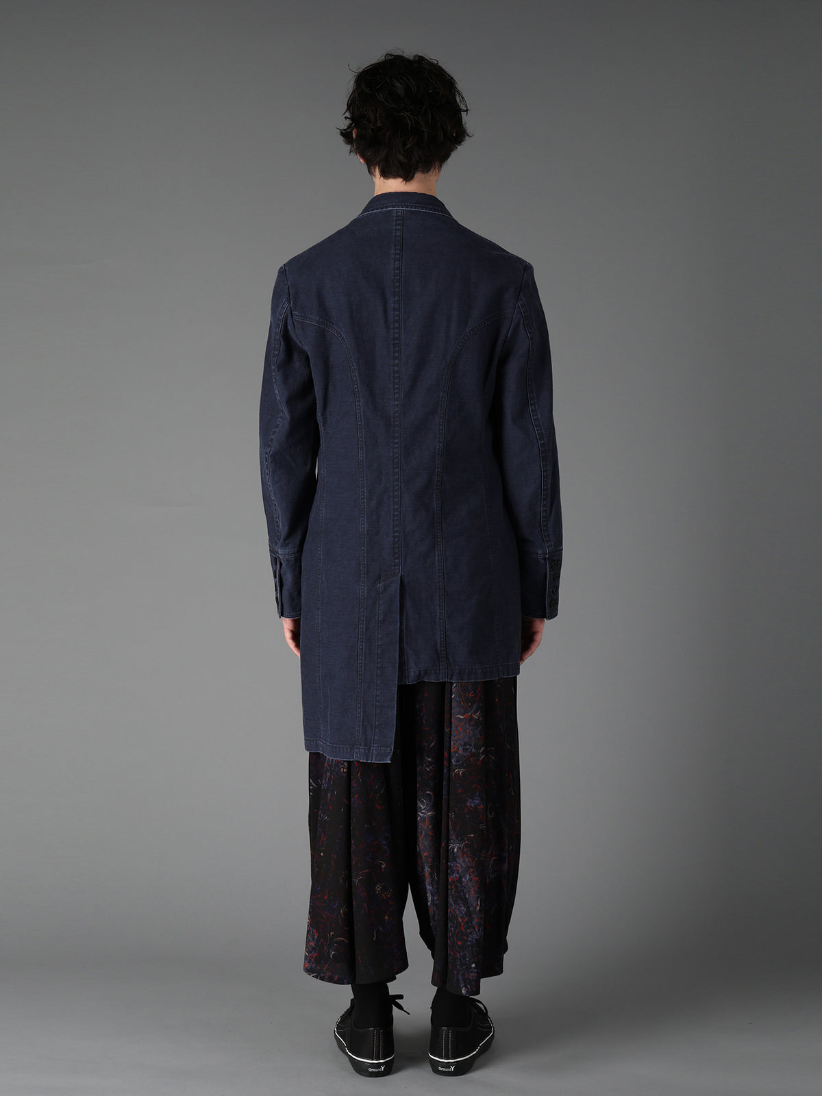 SULFUR DYED BACK SATIN PANEL ASYMMETRIC JACKET