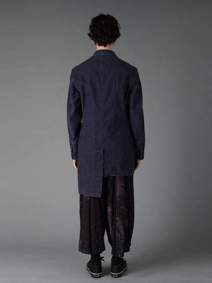 SULFUR DYED BACK SATIN PANEL ASYMMETRIC JACKET