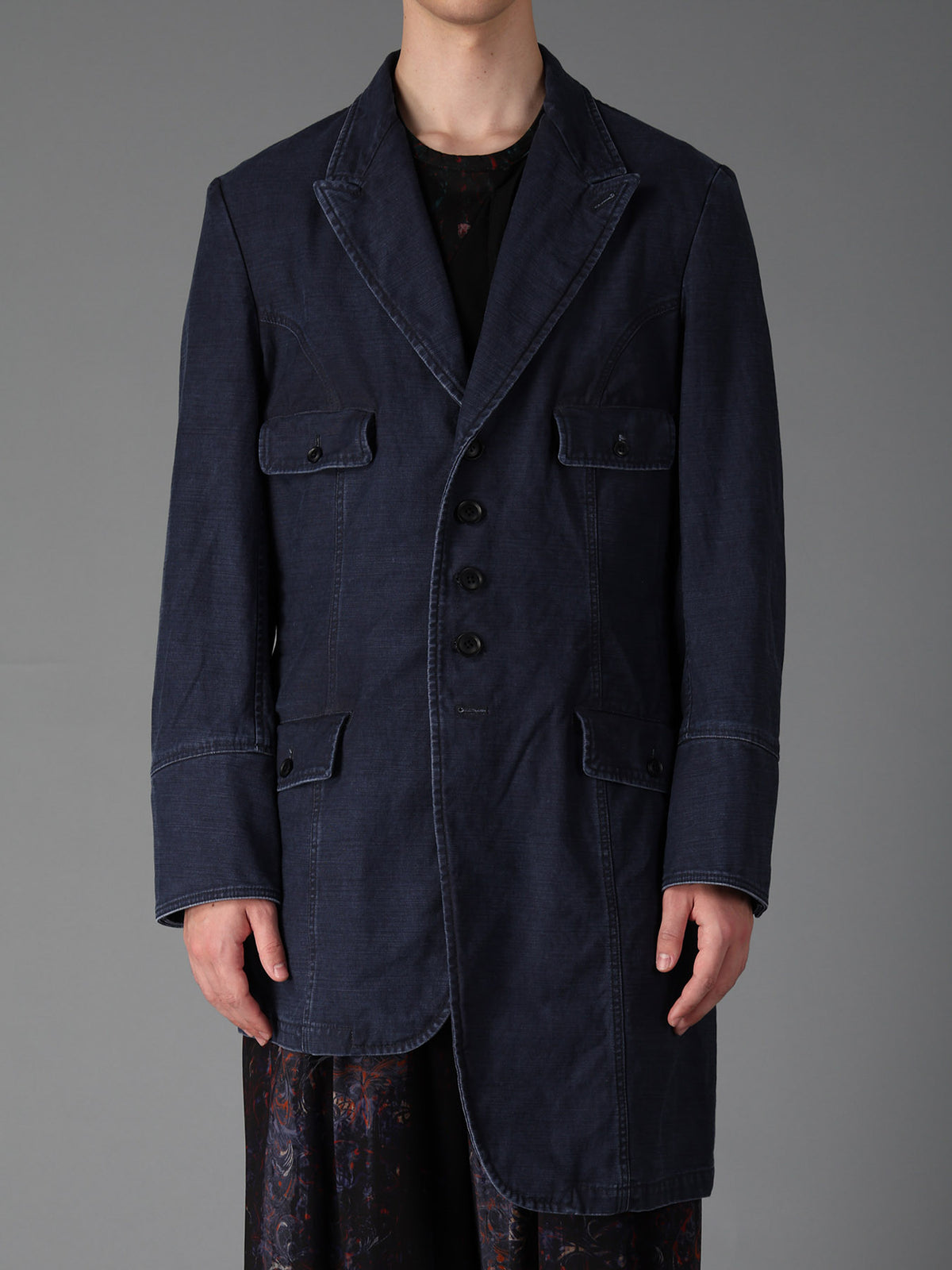 SULFUR DYED BACK SATIN PANEL ASYMMETRIC JACKET