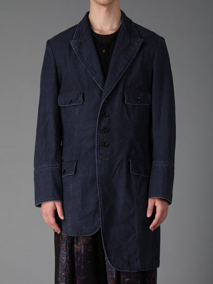SULFUR DYED BACK SATIN PANEL ASYMMETRIC JACKET