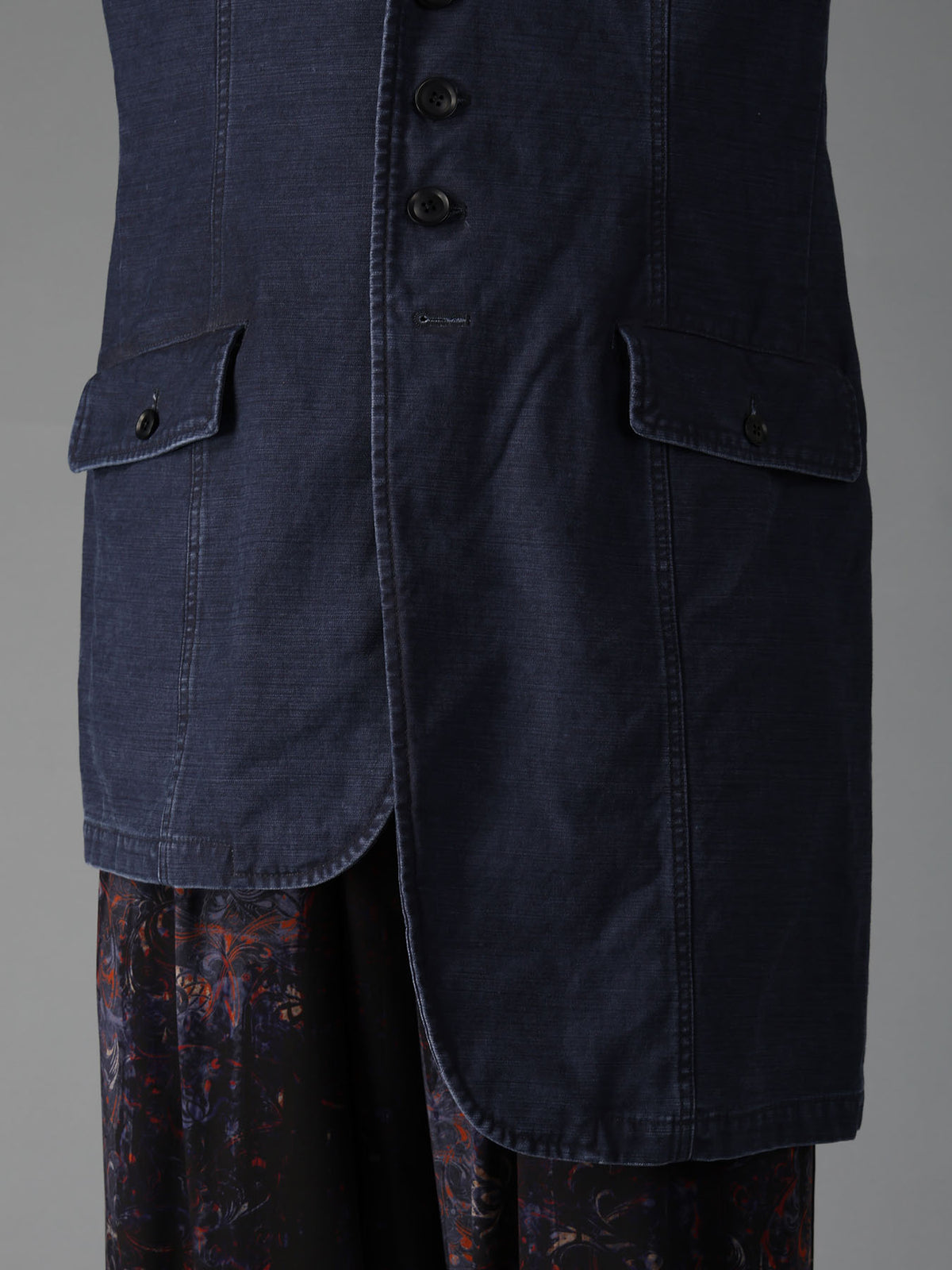 SULFUR DYED BACK SATIN PANEL ASYMMETRIC JACKET