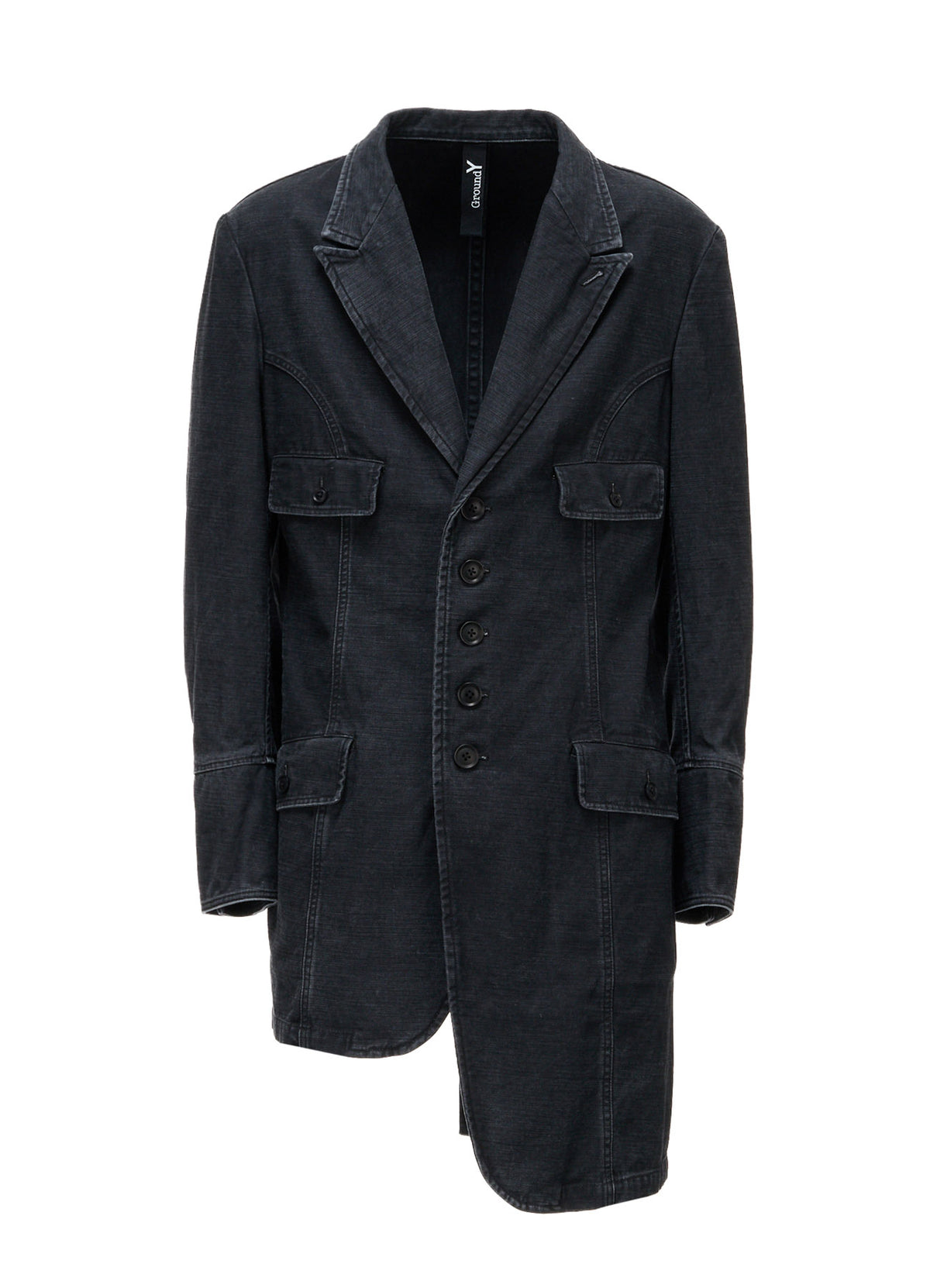SULFUR DYED BACK SATIN PANEL ASYMMETRIC JACKET
