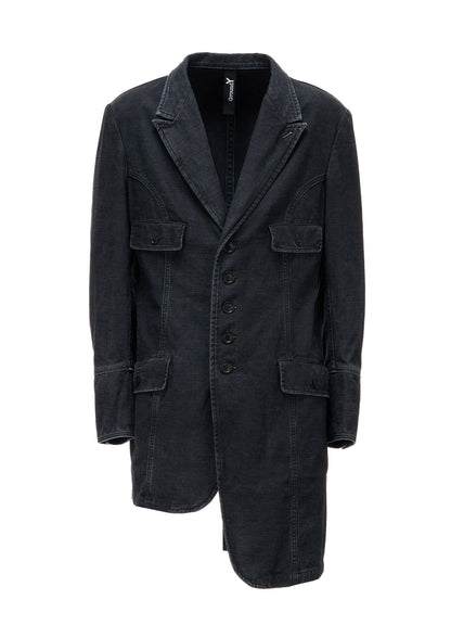 SULFUR DYED BACK SATIN PANEL ASYMMETRIC JACKET