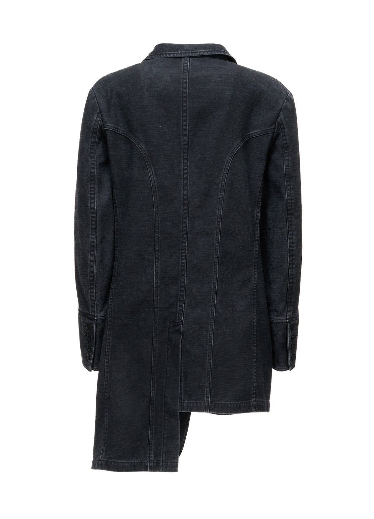 SULFUR DYED BACK SATIN PANEL ASYMMETRIC JACKET