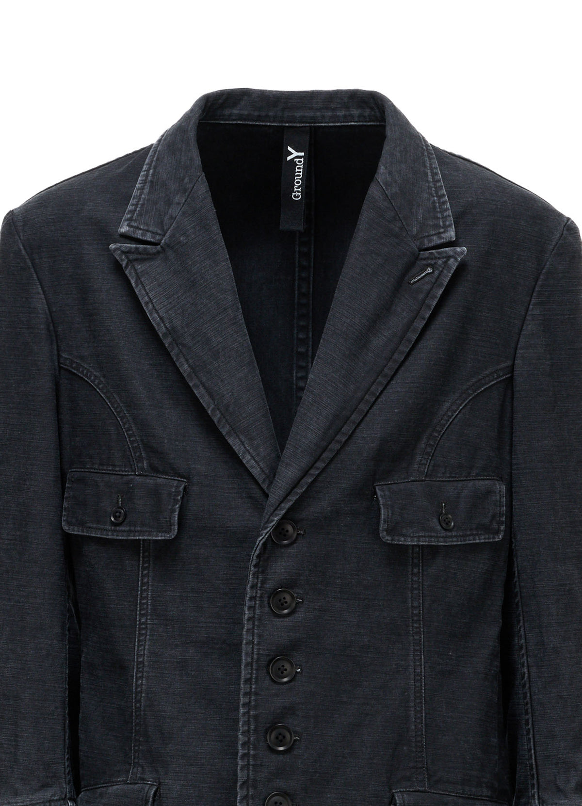 SULFUR DYED BACK SATIN PANEL ASYMMETRIC JACKET