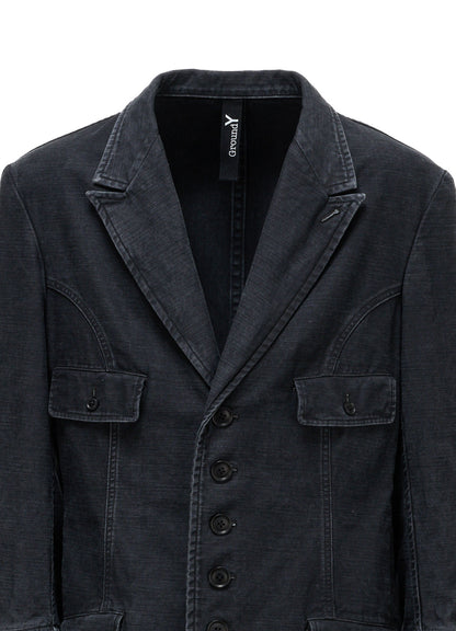 SULFUR DYED BACK SATIN PANEL ASYMMETRIC JACKET