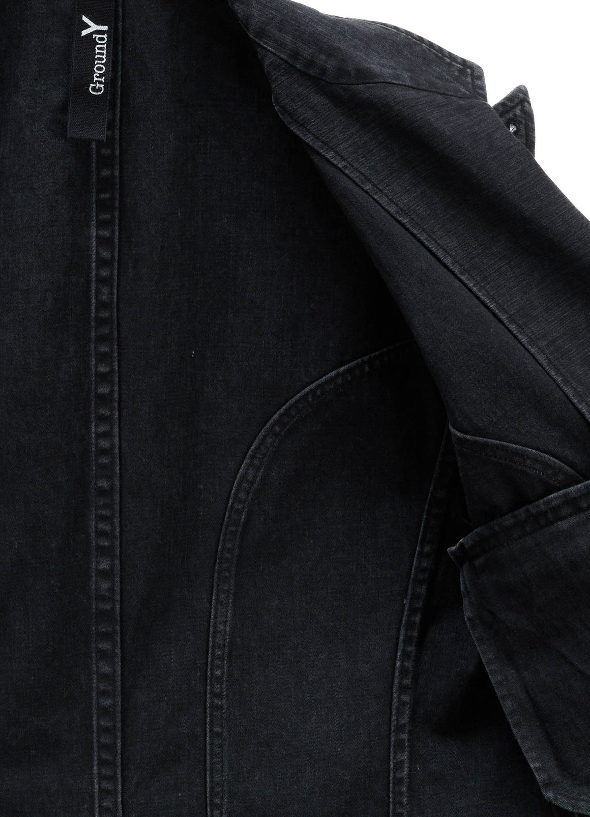 SULFUR DYED BACK SATIN PANEL ASYMMETRIC JACKET