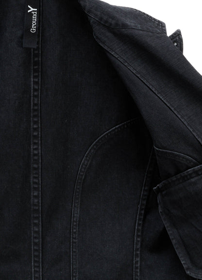 SULFUR DYED BACK SATIN PANEL ASYMMETRIC JACKET