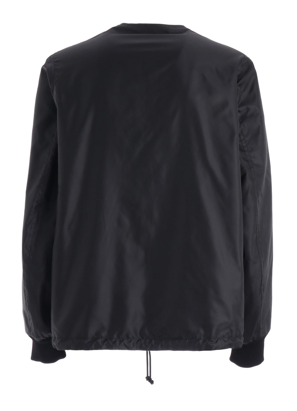 WOOL NYLON FLANNEL GREY STRIPE COLLAR-LESS BLOUSON