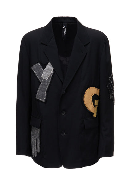 WOOL GABARDINE APPLIQUE JACKET