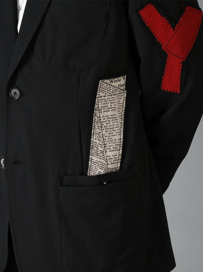 WOOL GABARDINE APPLIQUE OUT POCKET JACKET