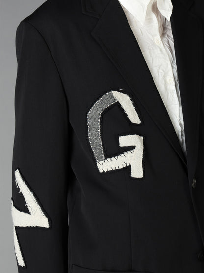 WOOL GABARDINE APPLIQUE OUT POCKET JACKET