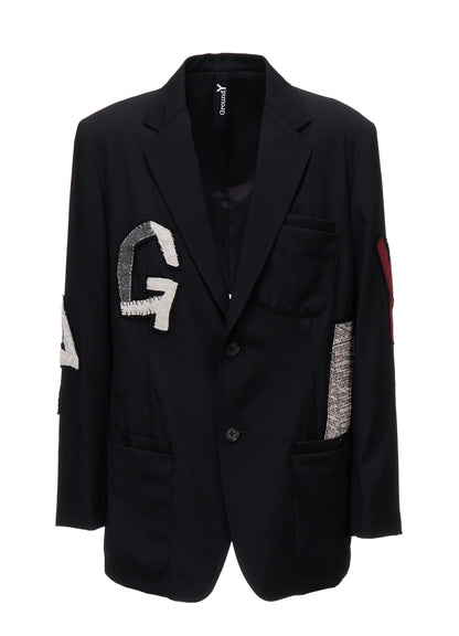 WOOL GABARDINE APPLIQUE OUT POCKET JACKET