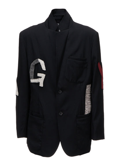WOOL GABARDINE APPLIQUE OUT POCKET JACKET