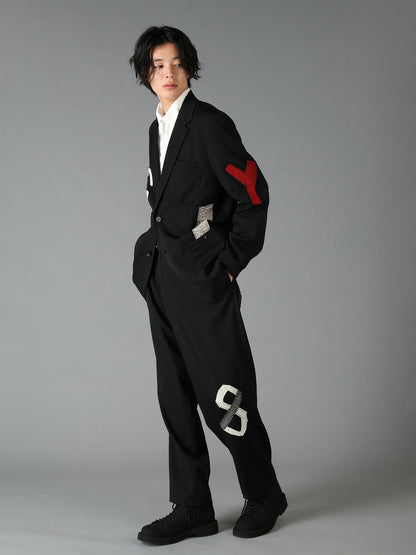WOOL GABARDINE APPLIQUE OUT POCKET JACKET
