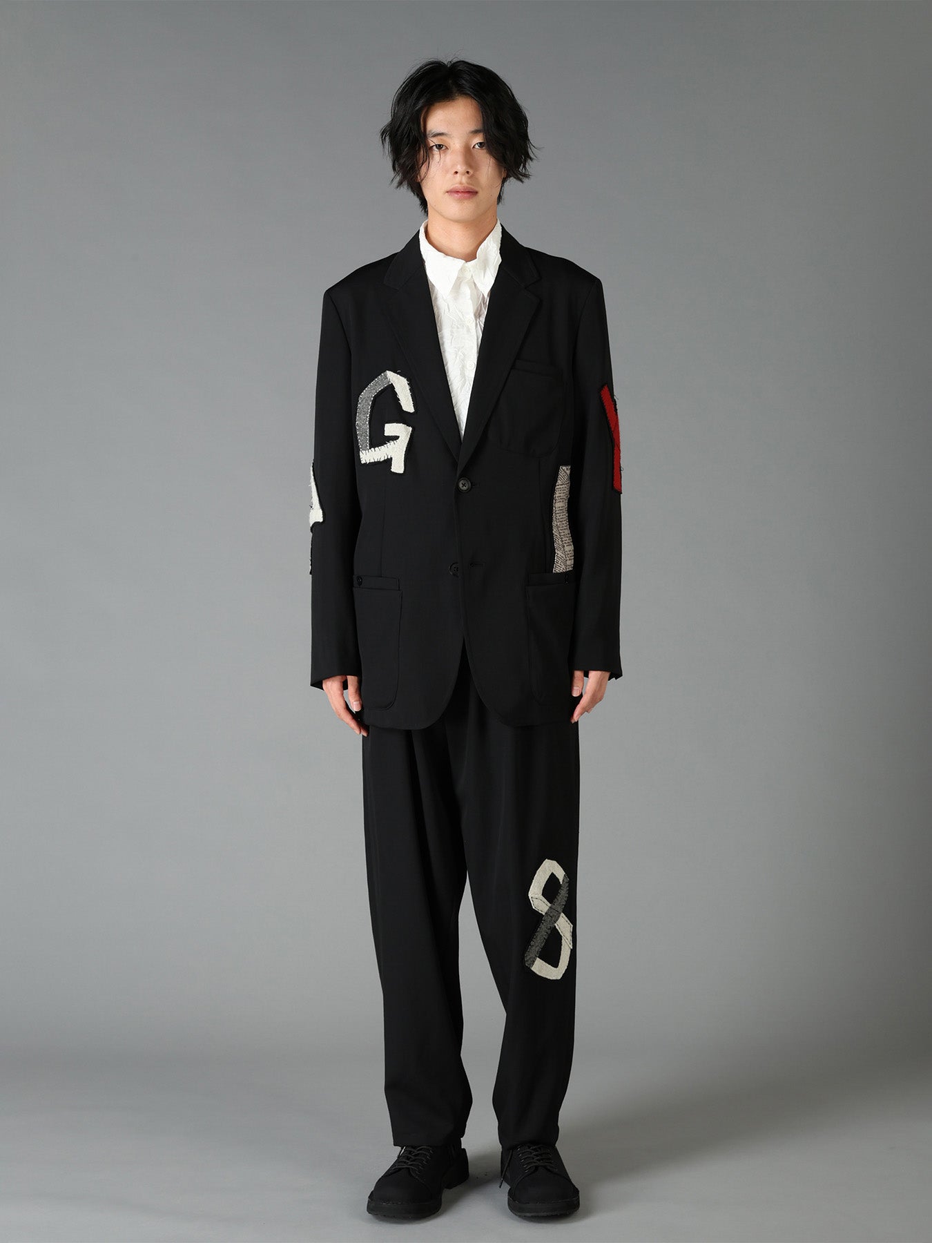 WOOL GABARDINE APPLIQUE OUT POCKET JACKET