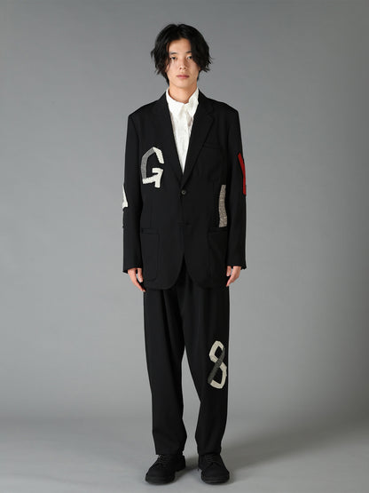 WOOL GABARDINE APPLIQUE OUT POCKET JACKET
