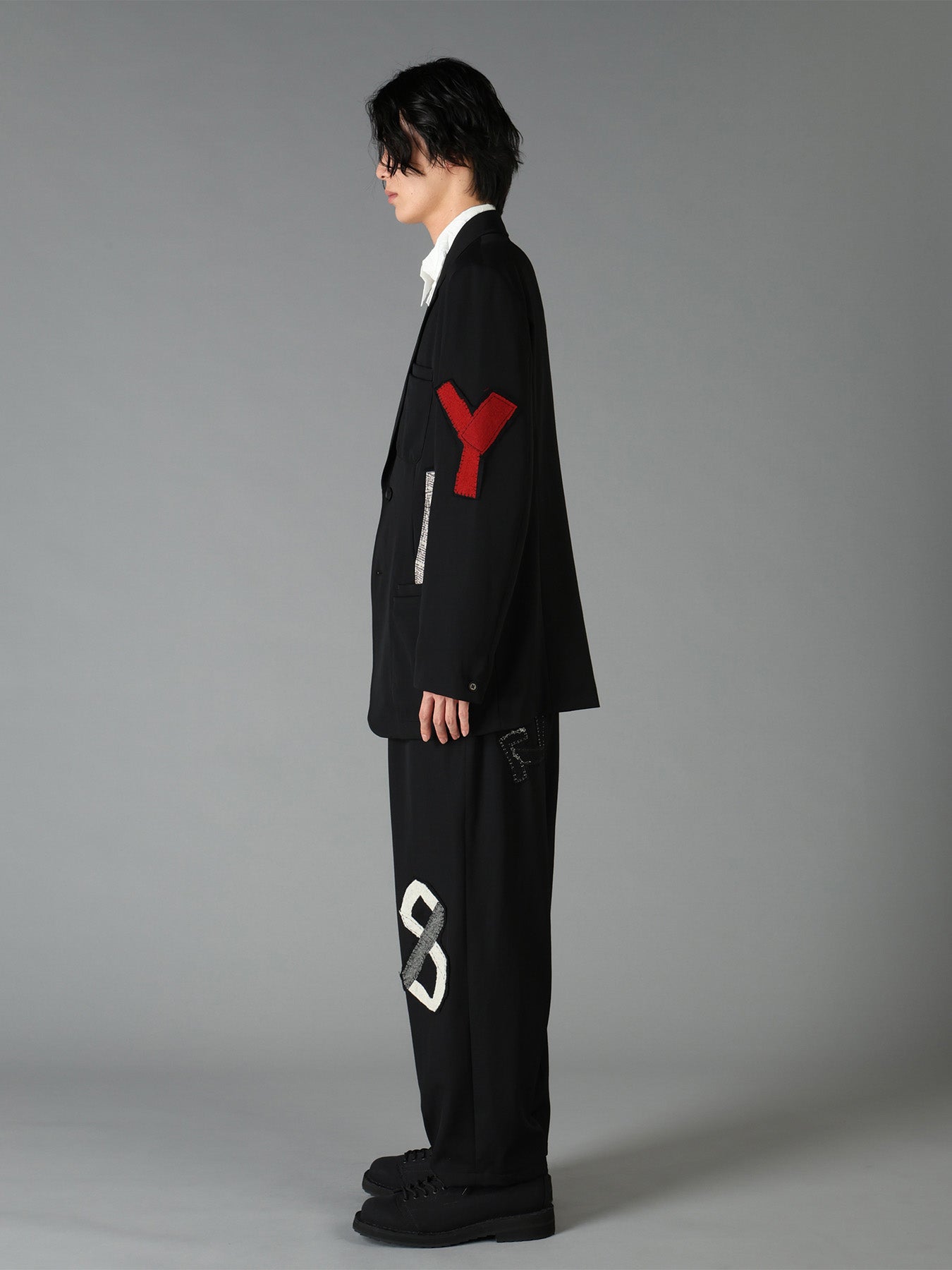 WOOL GABARDINE APPLIQUE OUT POCKET JACKET