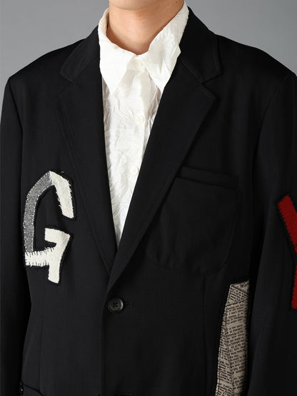 WOOL GABARDINE APPLIQUE OUT POCKET JACKET