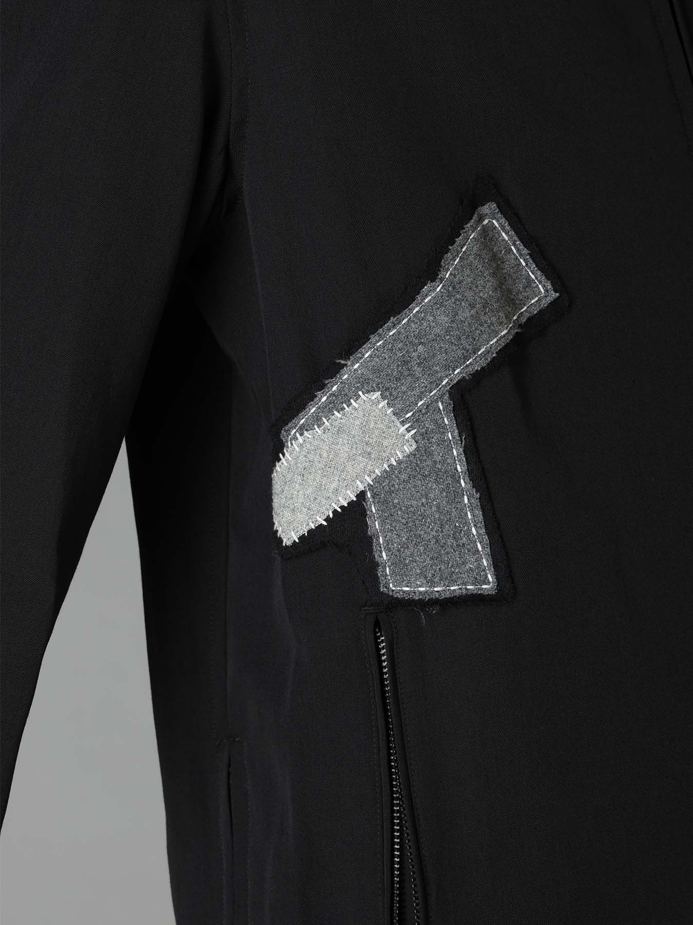 WOOL GABARDINE APPLIQUE ZIP JACKET