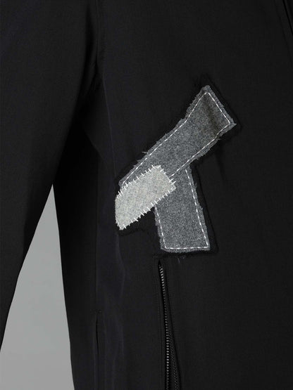 WOOL GABARDINE APPLIQUE ZIP JACKET