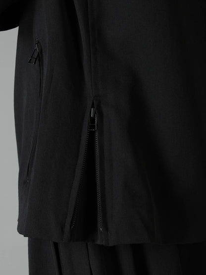 WOOL GABARDINE APPLIQUE ZIP JACKET
