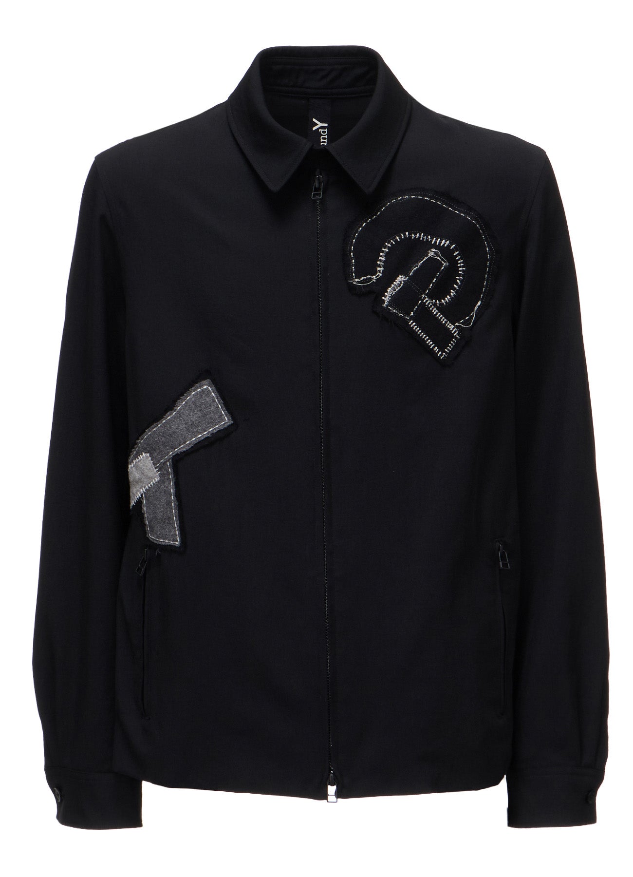 WOOL GABARDINE APPLIQUE ZIP JACKET