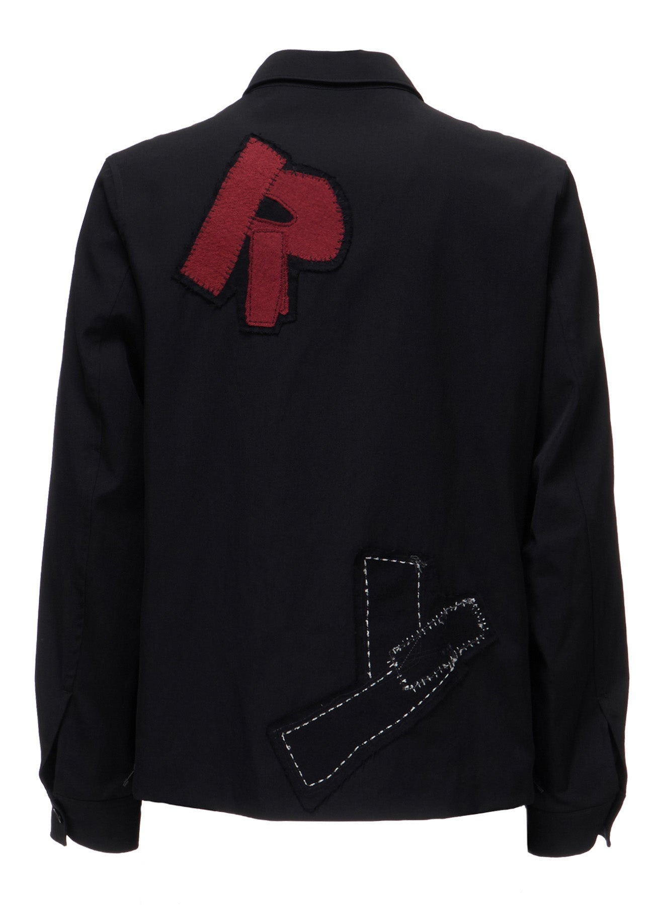 WOOL GABARDINE APPLIQUE ZIP JACKET