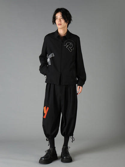 WOOL GABARDINE APPLIQUE ZIP JACKET