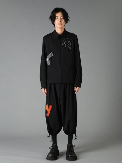 WOOL GABARDINE APPLIQUE ZIP JACKET